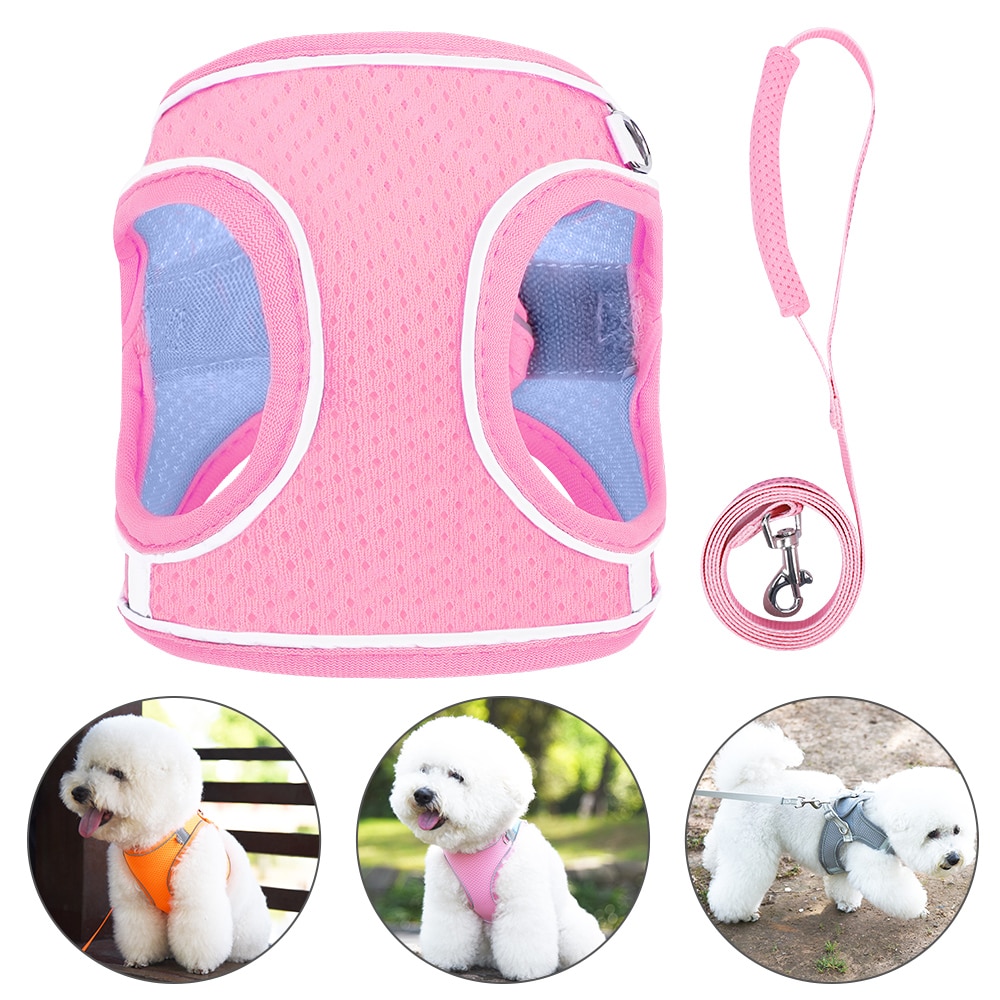 Breathable-Mesh-Small-Dog-Pet-Harness-and-Leash-Soft-Reflective-Puppy-Cat-Vest-Harness-Collar-For